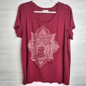 Maurices size 3XL , maroon,  owl shirt